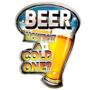 Cartel Retro Luminoso Cerveza Bar Estilo Vintage Letrero Metálico de Artesanía Accesorios de Decoración Hogar de los Años 50 (Beer How'about A Cold One)