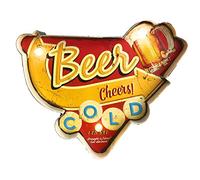 Cartel Retro Luminoso Cerveza Bar Vintage Letrero Metálico Artesania Accesorios Decoración Hogar (Beer Cheers)