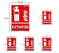 Cartel/Señal Fluorescente Extintor 30x21 cm. (Paquete de 5)