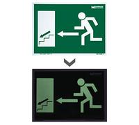 Cartel/Señal Fluorescente Salida Escalera Izquierda Abajo 21x30 cm.