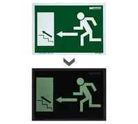 Cartel/Señal Fluorescente Salida Escalera Izquierda Arriba 21x30 cm.