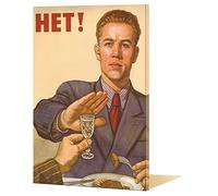 Cartel soviético vintage Het! Sin póster Soviético Anti Alcohol Beber Urss Propaganda Póster Rechazar beber Impresiones publicitarias Vintage Lienzo Pintura Arte de la pared Decor Sin marco,30x40cm