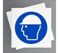 Cartel Uso Obligatorio Casco Pack 2ud de 19x19 cm Señal Obligacion Uso de EPIS y Seguridad Industrial (Uso Obligatorio Casco)