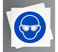 Cartel Uso Obligatorio Gafas Pack 2ud de 19x19 cm Señal Obligacion Uso de EPIS y Seguridad Industrial (Uso Obligatorio Gafas)