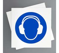 Cartel Uso Obligatorio Protectores Auditivos Pack 2ud de 19x19 cm Señal Obligacion Uso de EPIS y Seguridad Industrial (Uso Obligatorio Protectores)