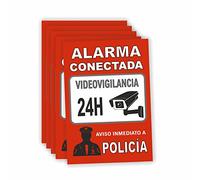 Cartel Videovigilancia Alarma Conectada - Carteles zona videovigilada - Señal Disuasoria 20x15 - Material PVC Resistente - Interior o Exterior - Señal Seguridad Vigilancia - Tintas Resistentes. (5)