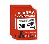 Cartel Videovigilancia Alarma Conectada - Carteles zona videovigilada - Señal Disuasoria Medidas 21x30 cm - Material PVC Resistente -Interior/Exterior - Señal Seguridad Vigilancia - Tintas Resistentes