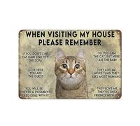 Cartel vintage de aluminio con texto "Cat When Visit My House Please Remember", 8 x 6 pulgadas, para decoración de pared