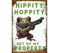 Cartel vintage de aluminio con texto "Hippity Hoppity, fuera de mi propiedad", "Rana, no pasar", "Propiedad privada", 8 x 12 pulgadas