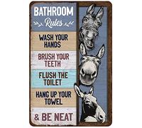 Cartel vintage de baño con burro, letrero de metal y aluminio, 20 x 15 cm, decoración de pared