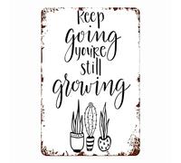 Cartel vintage de cactus con mentalidad de crecimiento para profesores, desarrollo personal, letrero de metal y aluminio de 20 x 30 cm para decoración de pared.