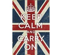 Cartel vintage de hojalata de aluminio con la frase "Keep Calm and Carry On" de Union Jack, 20 x 30 cm. Decoración de pared.