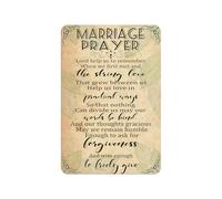 Cartel vintage de metal con texto en inglés "Marriage Prayer Lord Help Us To Remember When We First Met And The String" para decoración de pared de baño, jardín, tienda retro, 20,3 x 30,5 cm, aspecto