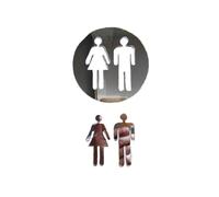 Cartel Wc 2 piezas/juego de pegatinas pared 3D for decoración inodoro hombre y mujer, póster extraíble for baño, calcomanía superficie espejo, letrero entrada for puerta DIY(Type A silver)