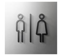 Cartel Wc Letrero de baño con flecha en relieve 3D flotante mate, elegante etiqueta de pared for puerta de baño, letrero for WC, número de casa(14,Width 25cm)