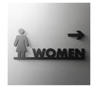 Cartel Wc Letrero de baño con flecha en relieve 3D flotante mate, elegante etiqueta de pared for puerta de baño, letrero for WC, número de casa(12,Width 20cm)