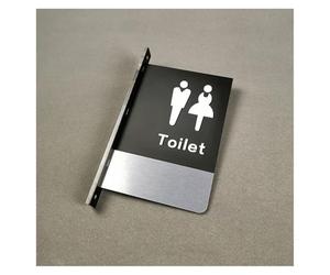 Cartel Wc Letrero de puerta de doble cara con montaje lateral, recordatorio for baños, letrero for baños de hombres y mujeres, letrero for baños de hoteles(Double-sided-01)