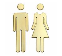 Cartel Wc Pegatinas de pared for WC Letreros for inodoros Letrero for baño Placa for superficie espejo for puertas for hombre y mujer Póster Bronce(GOLD)