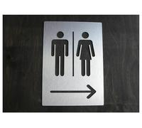 Cartel Wc Placa de letrero de baño de aleación de aluminio de metal negro y dorado, pegatina de pared for puerta de baño público, letrero artístico for decoración del hogar(Silver,28X18CM)