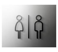 Cartel Wc Placa de letrero de baño de oro negro 3D, etiqueta adhesiva for puerta de baño, soporte for inodoro, tablero de señalización, arte, decoración de baño de hotel(3,Grey 25x16cm)