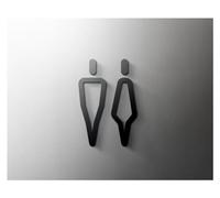 Cartel Wc Placa de letrero de baño de oro negro 3D, etiqueta adhesiva for puerta de baño, soporte for inodoro, tablero de señalización, arte, decoración de baño de hotel(10,Grey 18x11cm)