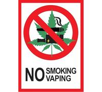 Cartel XXL No Smoking Cannabis Marihuana Weed 30 x 40 cm Cartel prohibido fumar y vaping de PVC estable placa de espuma dura de 5 mm con protección UV de STROBO