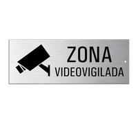 Cartel Zona videovigilada 175 x 65 mm Aluminio cepillado 2 veces perforado