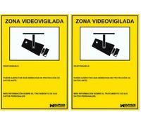 Cartel Zona Videovigilada 30x21 cm. (Paquete de 2) multicolor