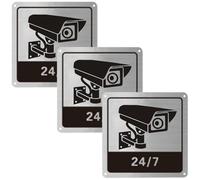 Cartel Zona Videovigilada, Señal Zona Videovigilada, Placa Zona Videovigilada, Señal Alarma Disuasorio, con Respaldo Autoadhesivo y 4 Orificios de Montaje Preperforados, 3 Piezas