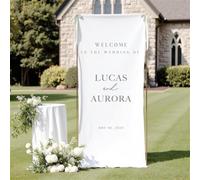 Cartelería de bienvenida de boda personalizada, cartel de boda moderno para exteriores, cartel de bienvenida de tela personalizada, decoración personalizada (100x300cm/39.4x118.1'')