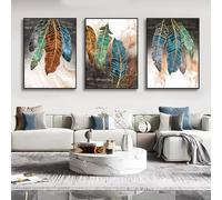 Carteles Botánicos-Cuadros Abstractos de Hojas de Árboles Sobre Lienzo Arte Pared de Habitación Obras de Arte Abstractas Decoración Hogar Sala de Estar Dormitorio Cocina-60*80cm*3PCS (Sin marco)