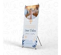 Carteles Comunion - Photocall Comunion Niña o Niño Personalizado con Estructura 70x180 cm Mi Primera Comunion - Cartel Bienvenida Comunión (Modelo 4)