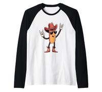 Carteles con Estampado Western de Cowboy Sausage Hotdog Double Rock Camiseta Manga Raglan