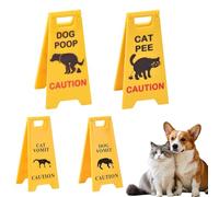 Carteles de Advertencia Graciosos para Mascotas - Pack de 4 con Cartel Vómitos Gato, Caca Perro, Vómitos Perro & Caca Gato | Regalo Gag Divertido para Dueños de Gatos y Perros