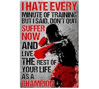 Carteles de hojalata de metal vintage Boxeo Odio cada minuto de entrenamiento pero dije que no te rindas Decoración de arte retro para el hogar Hombre Cueva Garaje Bar Café Granja Póster Pintura 8x12