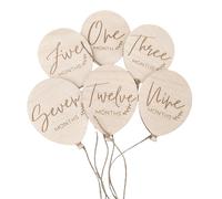 Carteles de madera de tilo para bebés con diseños de globos, tarjetas de madera para fotos mensuales y decoración de guardería