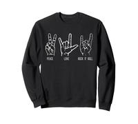 Carteles de Mano Hippie Peace Love Rock, música Retro, Estilo Groovy Vibe Sudadera