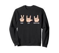 Carteles de Mano Hippie Peace Love Rock, música Retro, Estilo Groovy Vibe Sudadera