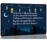 Carteles De Metal Letrero De Estaño Hogar Cartel De Chapa para Oficina Jardín Puerta 20X30Cm Bendición Islámica del Eid Ramadán Te Deseo Un Ramadán Bendecido