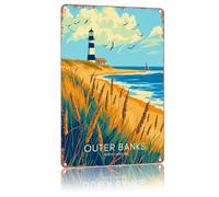 Carteles De Metal Viaje A Outer Banks, Carolina del Norte 20X30Cm Letrero De Metal Pared Cartel De Hojalata Letreros Metalicos para Patio Baño Habitación