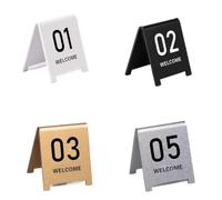 Carteles de números de mesa tipo carpa de acero, Números de mesa tienda campaña acrílicos doble cara, multicolores, varios tamaños for bodas(Silver-6cm,1-5)