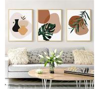 Carteles de Pared,3 Imágenes Set-Póster de Anime Lienzo Diseño de Plantas Verdes Hojas Arte Tropical Jarrón de Piedra Pared Decoración de Dormitorio Cuadro Estético-50*60cm/20*24 pulgadas(sin marco)