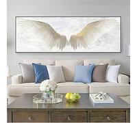 Carteles de pared e impresión Alas de ángel blancas Arte de pared vintage Pintura de lienzo Alas de arte Cuadro de pared para la decoración de la sala de estar 60x180cm (24 "x71") Sin marco