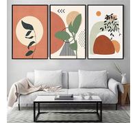 Carteles de Pared-Impresiones de Arte Abstracto Cálido Marrón Verde Hojas de la Planta Beige Lienzo Nórdico Imágenes Modernas Vivir Cocina Oficina Casa Pared Cartel Decoración-40*60cm/3PCS (Sin marco)