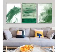 Carteles de Pared-Póster Geométrico Abstracto Verde Sobre Lienzo Pinturas e Impresiones Pared Cuadros Obras de Arte Decoración Moderna de Sala de Estar Oficina O el Hogar-40*50cm/3PCS (Sin marco)