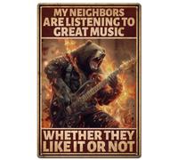 Carteles Letreros Metalicos Aula Cartel De Hojalata para Biblioteca Garaje Pub 20X30Cm Música Rock Mis Vecinos Están Escuchando Buena Música Arte