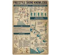 Carteles Metal Guía de infografías de esquí acrobático Cartel Disuasorio Resistente Placa metálica para Bar Decoración Garaje S