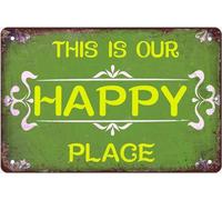 Carteles Metal, Retro Cartel De Chapa Metálica, Este Es Nuestro Lugar Feliz, Placa Metálica para La Pared para Cafetería Sala De Estar Cocina, 20X30Cm