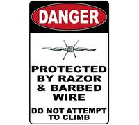 Carteles Metal, Retro Cartel Disuasorio, Peligro Alambre De Púas Protegido No Intente Escalar, Placa De La Pared Póster para Garaje Oficina Sala De Estar, 20X30Cm