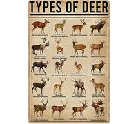 Carteles Metal Tipos de ciervos Razas Conocimiento de los ciervos Cartel de Chapa Metálica personalizado Placa de la Pared Póster para Oficina Cocina Garaje S